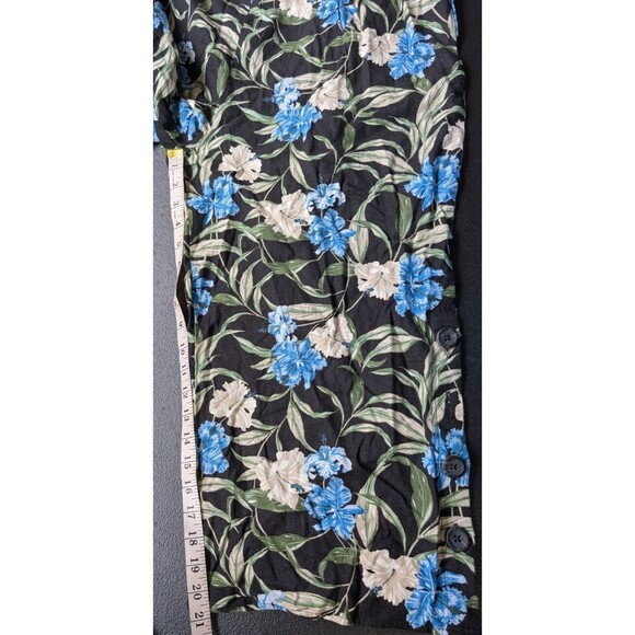 Kensie Jeans Tie Back Linen Blend Jumpsuit In Hibiscus Sky Combo Large - Picture 6 of 15